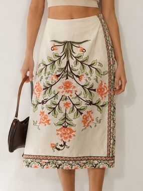 Paul & Joe Vintage Floral Cotton Midi Skirt (Size FR 36/ US S)